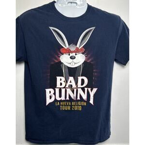 BAD BUNNY RAP TEE LA NUEVA RELIGION TOUR 2019 SHIRT SIZE M CHEST 20" LENGTH 26"